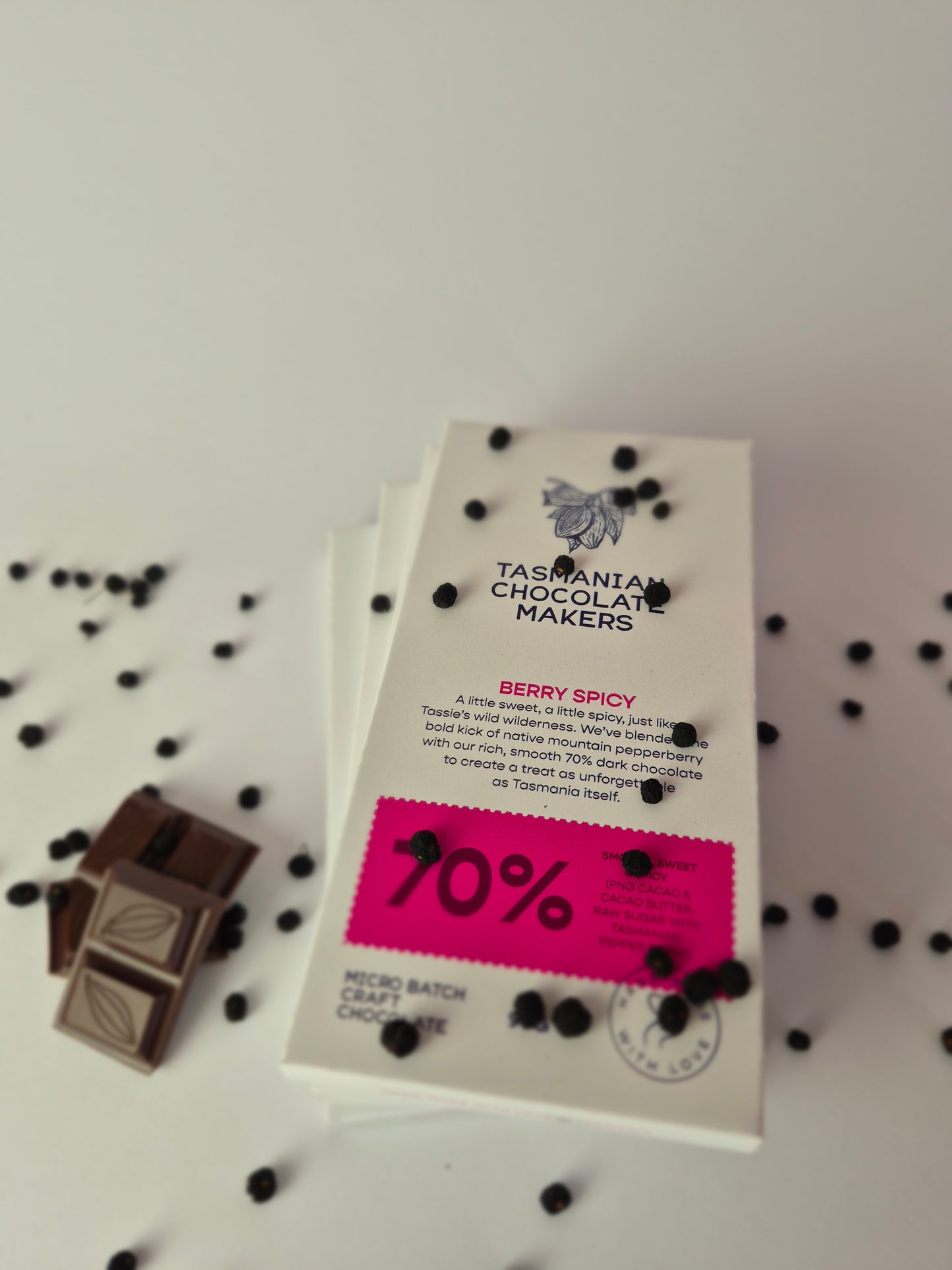 Chocolate with Tasmanian Pepper Berry - Berry Spicy 70% chocolate