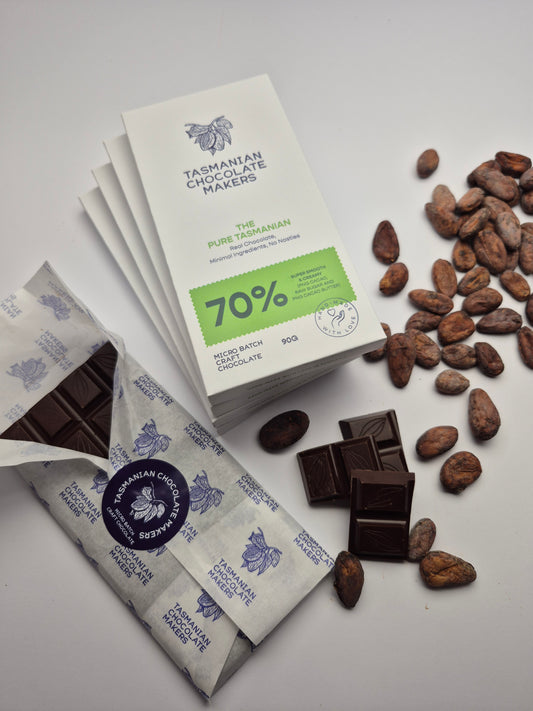 Rich, smooth 70% chocolate - The Pure Tasmanian 70% chocolate
